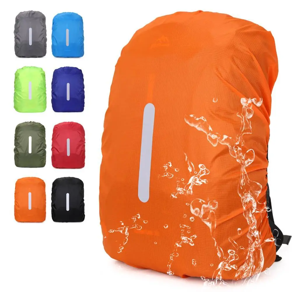 Mochila para exteriores, cubiertas de lluvia, diseño de tira reflectante ultraligera portátil para mochilero, senderismo, Camping, viajes y ciclismo