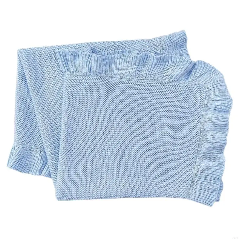Baby Blanket for Newborns Cotton Ruffle Knitted Wrap Towel Soft and Breathable Bed Blanket for Autumn Winter 75x95cm - 5