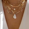Colliers en chaîne de perles tressées simples, ton or, ensemble de colliers avec pendentif superposé pour femmes, usage quotidien et de fête, 5 pièces/ensemble