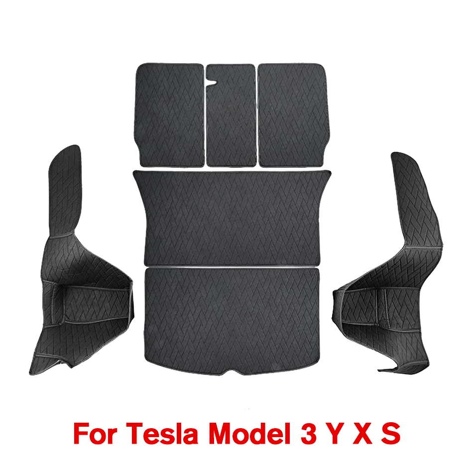 For Tesla Model Y 3 X S Leather Trunk Mats Fully Surrounded Waterproof