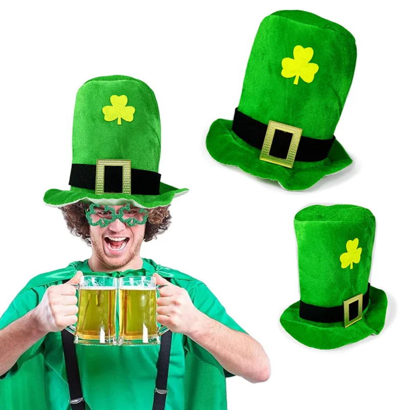 New Man Wom Irish Carnival Top Hat Ireland National holiday St Patrick's Clover Hat Green Party Performance stage Tall