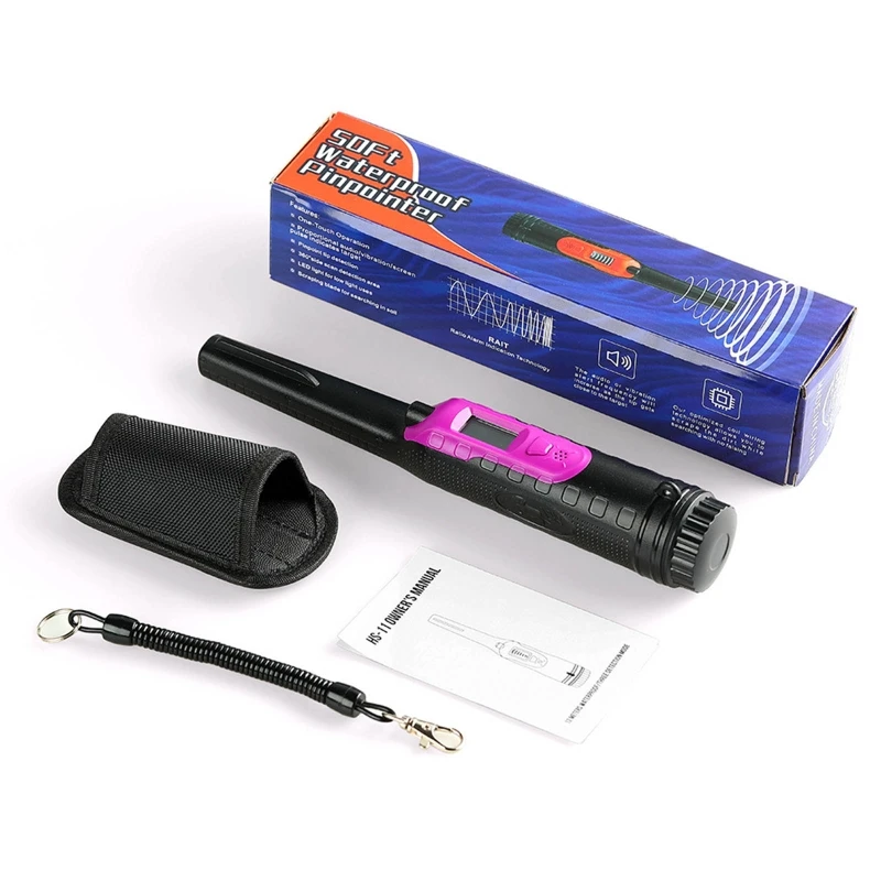 LCD Display Waterproof Pinpoint Metal Detector Pinpointer 360 Search Treasure Pinpointing Finder Probe for w Belt