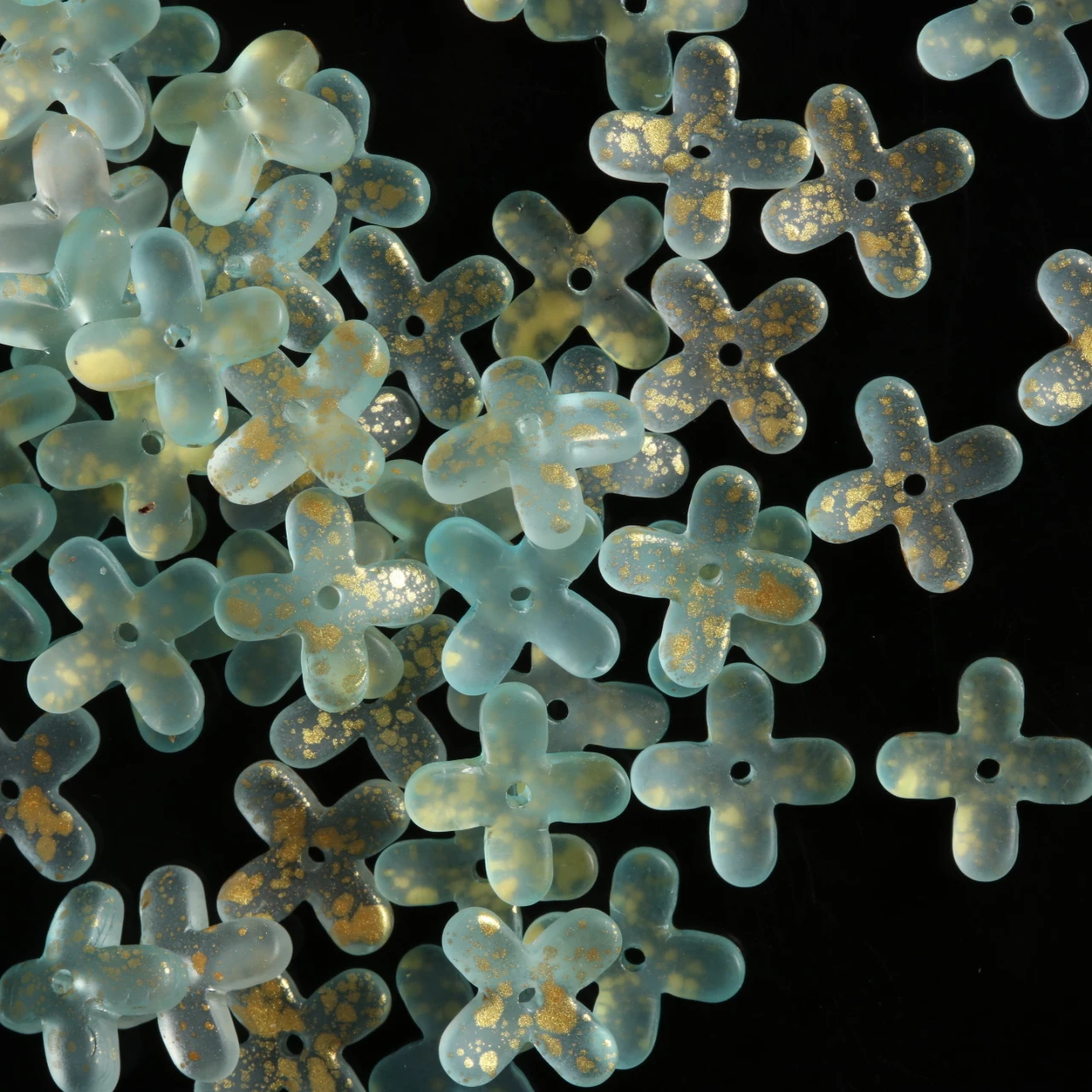 Vibrant Osmanthus Flower Glass Frosted Beads