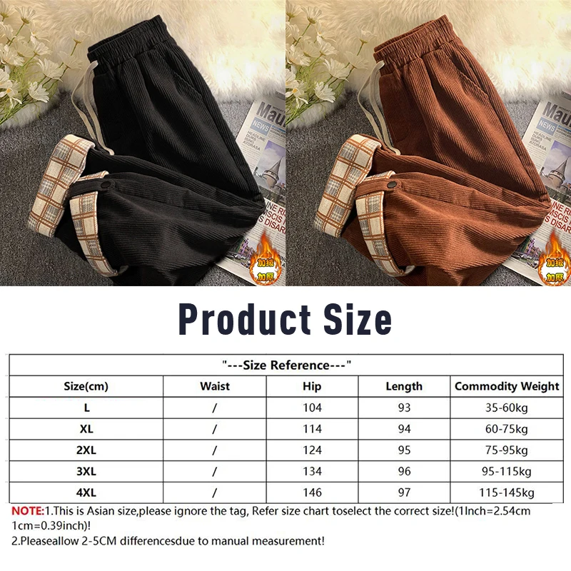 Women Winter Corduroy Velvet Pantalons Lady Autumn Oversize Straight Pants Baggy Trousers Thick Casual Loose Wide Leg Pants