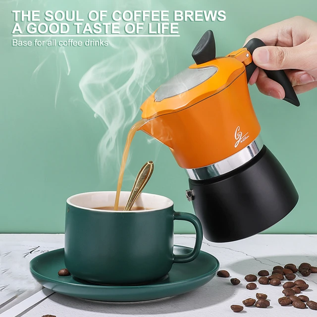 Caffettiera portatile da 150/300ML caffettiera Moka in alluminio Italia  caffettiera utensili per caffè Espresso riscaldamento a induzione per  viaggi a casa campeggio - AliExpress