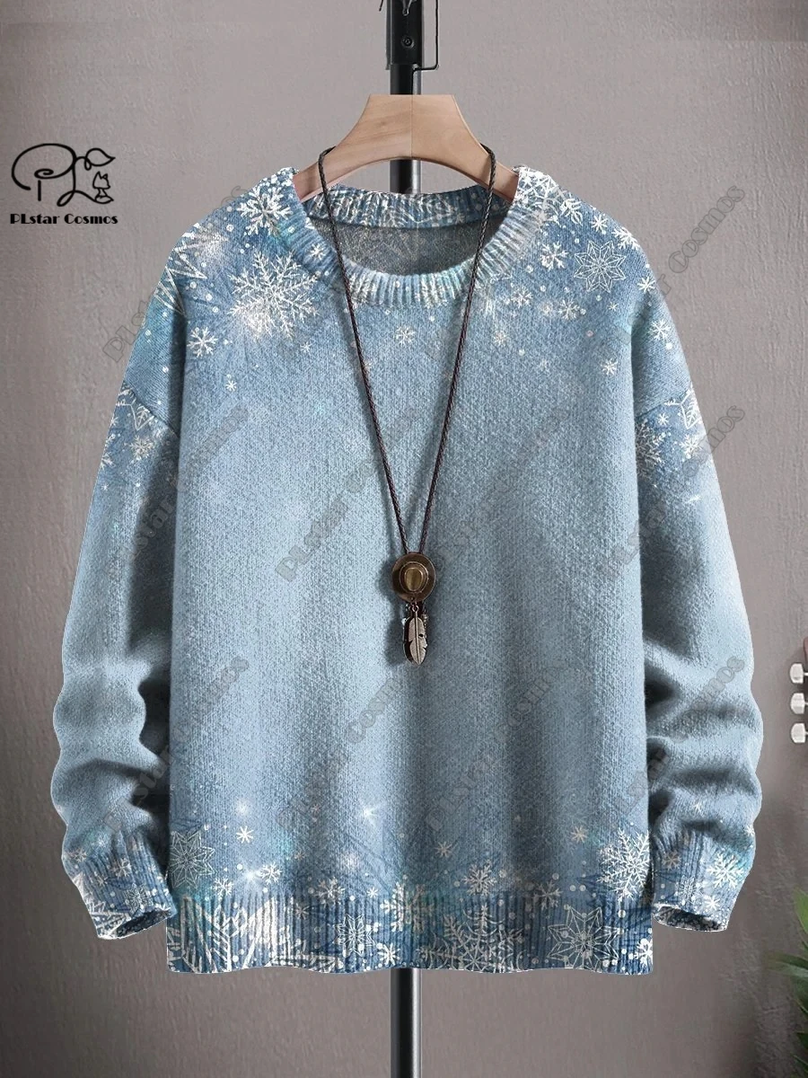 thumbnail image 1 of Suéter feo informal unisex de invierno con impresión 3D, diseño de árbol de Navidad, Papá Noel, copo de nieve, alce y gato, 1 of 5