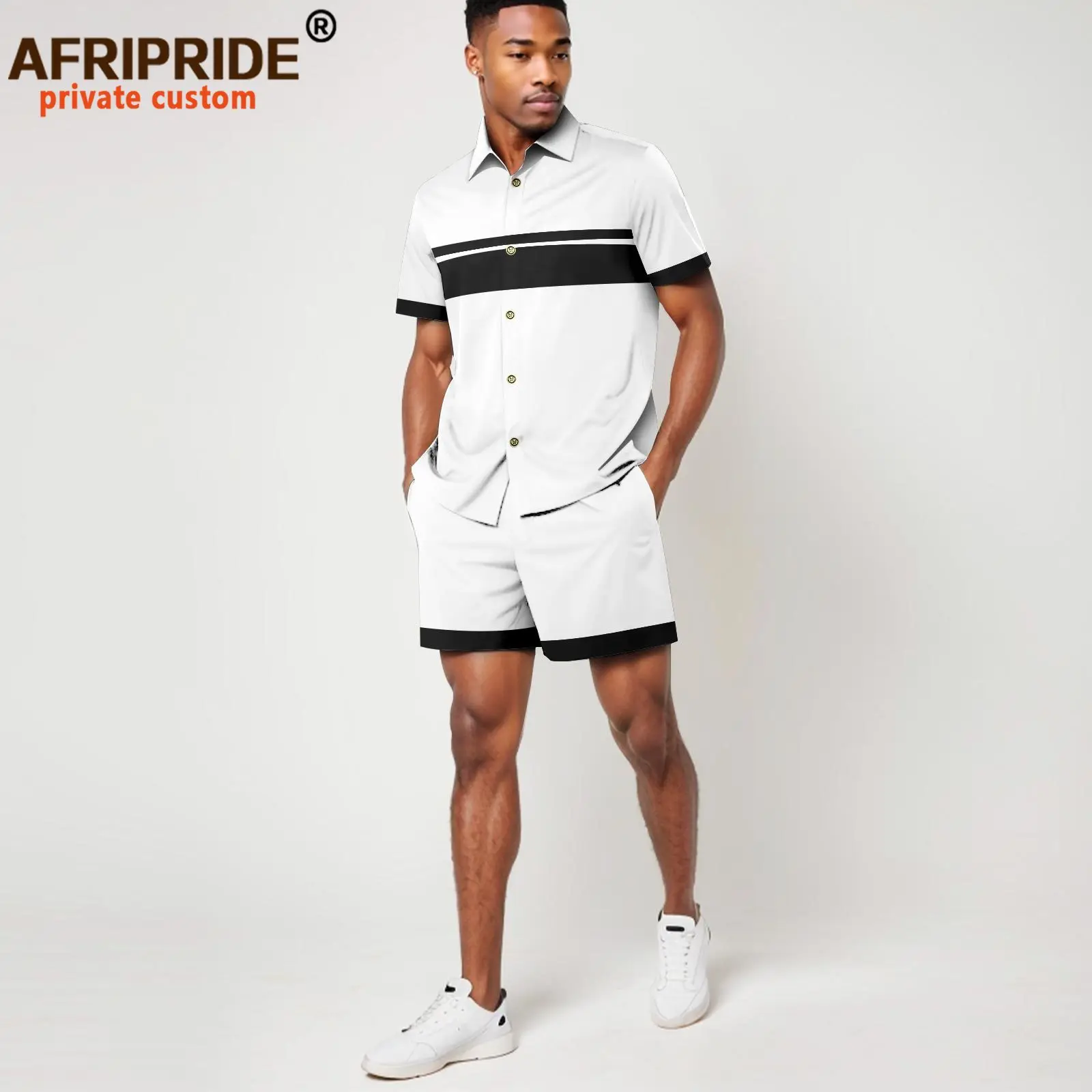 African Suits for Men Short Sleeve Shirts and Shorts 2 Piece Set Plus Size Casual Tracksuit Dashiki Attire Blouse A2316089