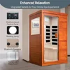 Far Infrared Sauna, 1 Person Infrared Sauna Indoor Low EMF Sauna with Control Panel, Bluetooth Speakers and Tempered Glass Door 3