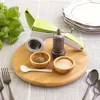 Wood Tray Rotating Food Seasoning Organizer Wooden Turntable Holder Dish Cabinet Jar Plates Condiment Round Tray 2