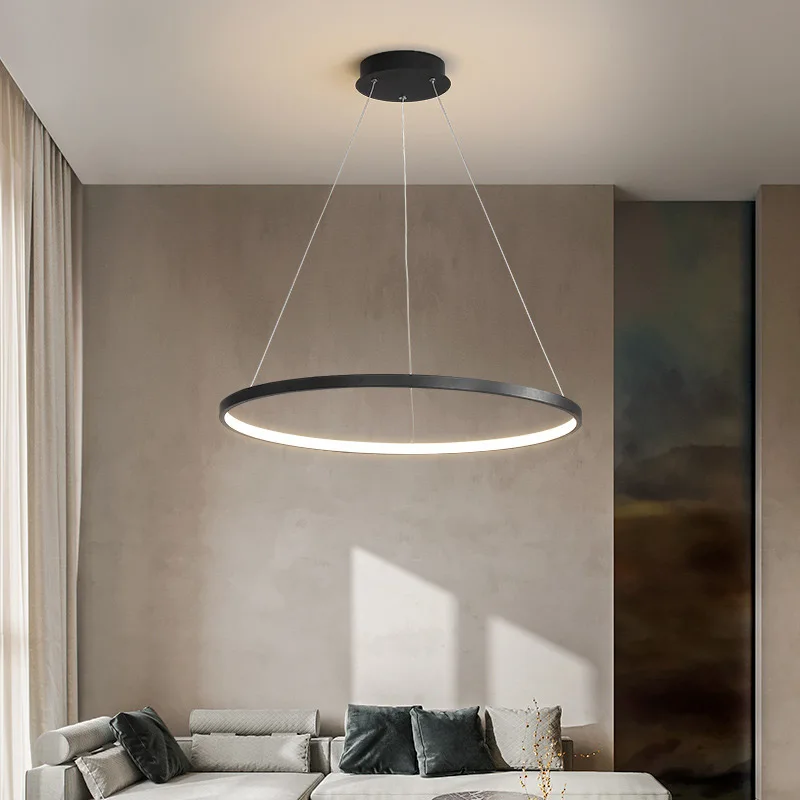 Nordic Single Ring Led Chandelier Indoor Lighting for Dining Table Living Room Bedroom Minimalism Aluminium Circle Pendant Lamp led chandelier