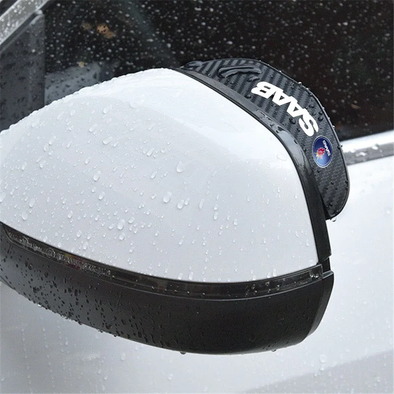 2pcs Car Rear View Mirror Rain Eyebrow Visor Carbon Fiber Rain Cover for SAAB 9-3 93 9-5 9 3 9000 9 5 Auto Accessories