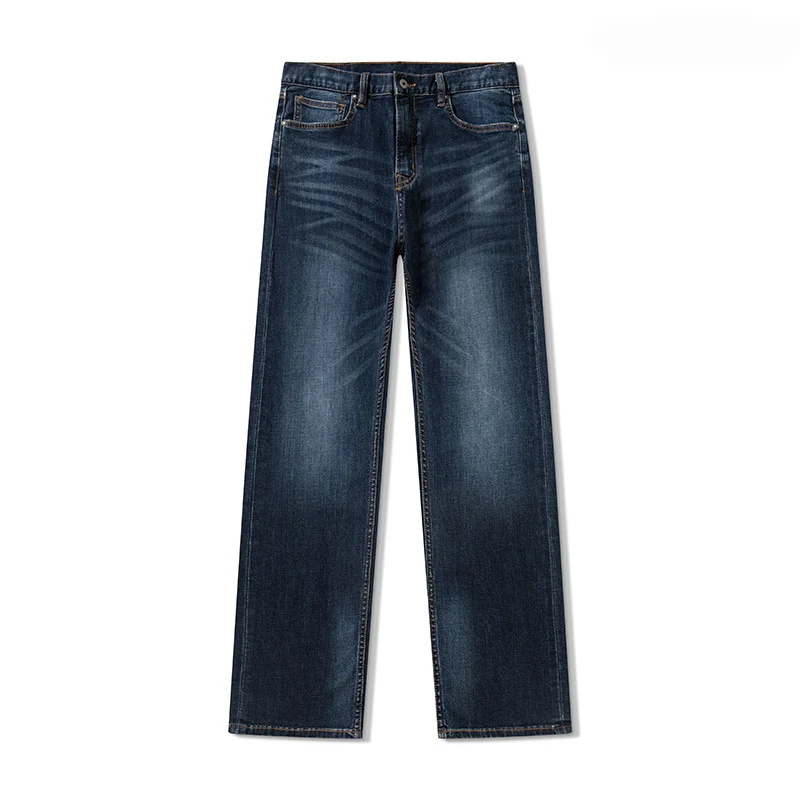 

Мужские свободные прямые джинсы, темно-синие повседневные джинсы с усами кошки, Новое поступление 2024