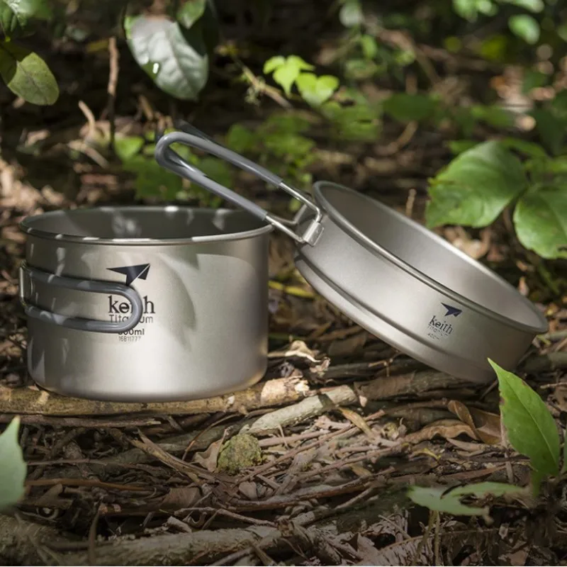 Keith Ti6014 Outdoor Portable Titanium Pot Set Camping Hiking Picnic Stove Mountaineering Cookware