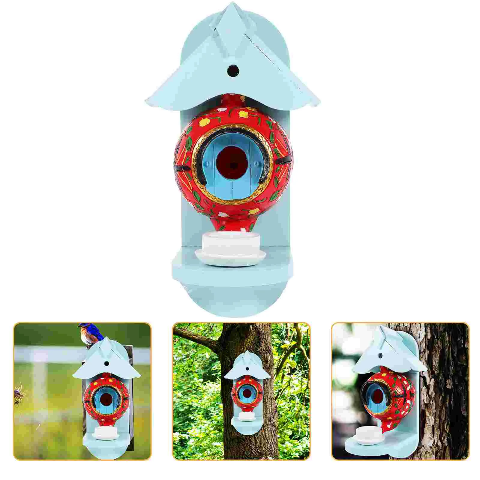 

Bird Feeder Tea Kettle Wall Mounted House Garden Decor for Wooden Hummingbird Teapot Shaped Outdoor Cockatiel Nest Delicate