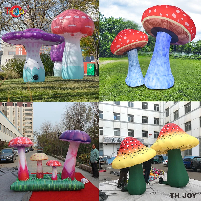 

Giant Realistic Inflatable Mushroom with Led Lights 2 Meters High Party Stage Lifelike Mushrooms Props Decorative Toys