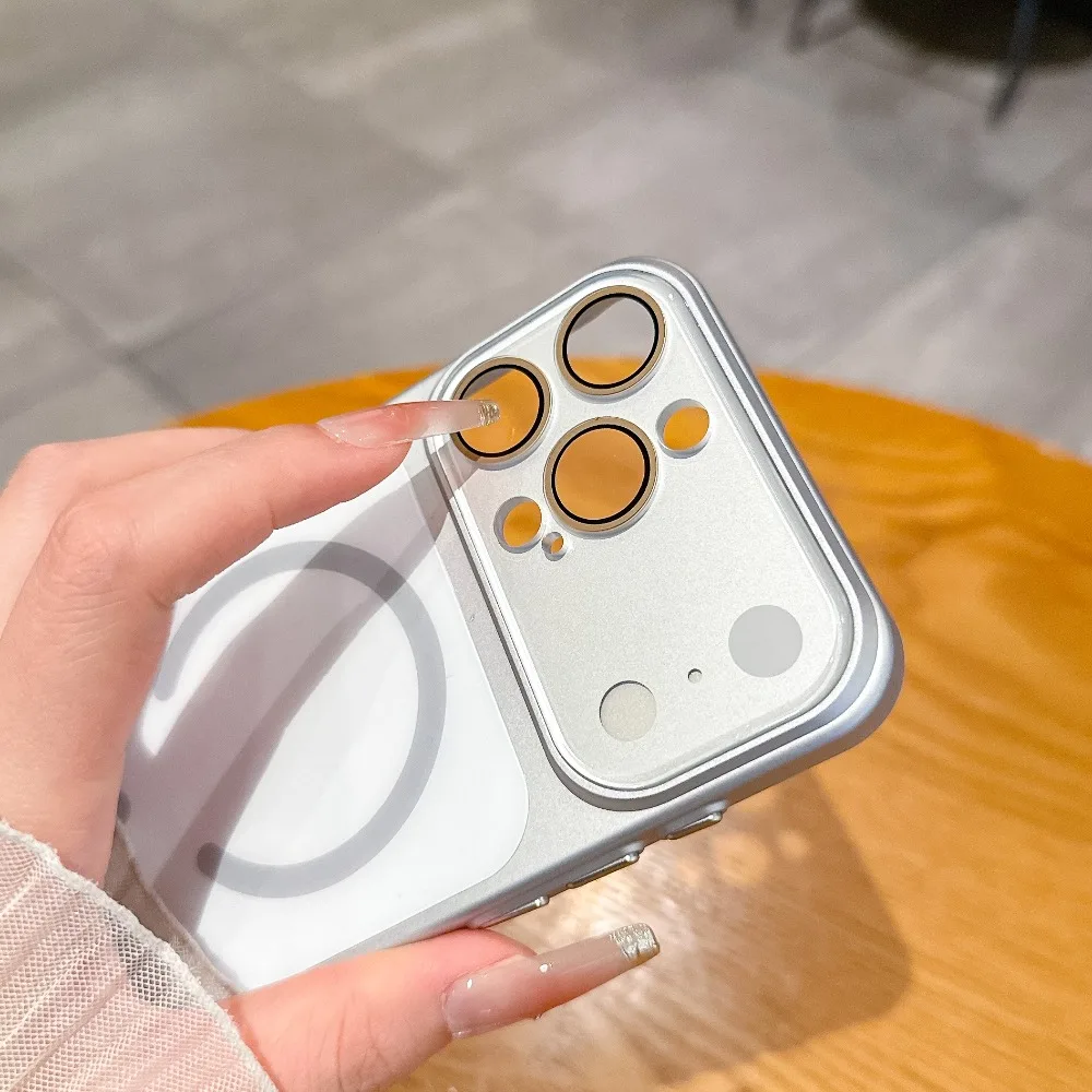 Luxury Nano Glass Magnetic Phone Case with Lens Protection and Wireless Charging Capability