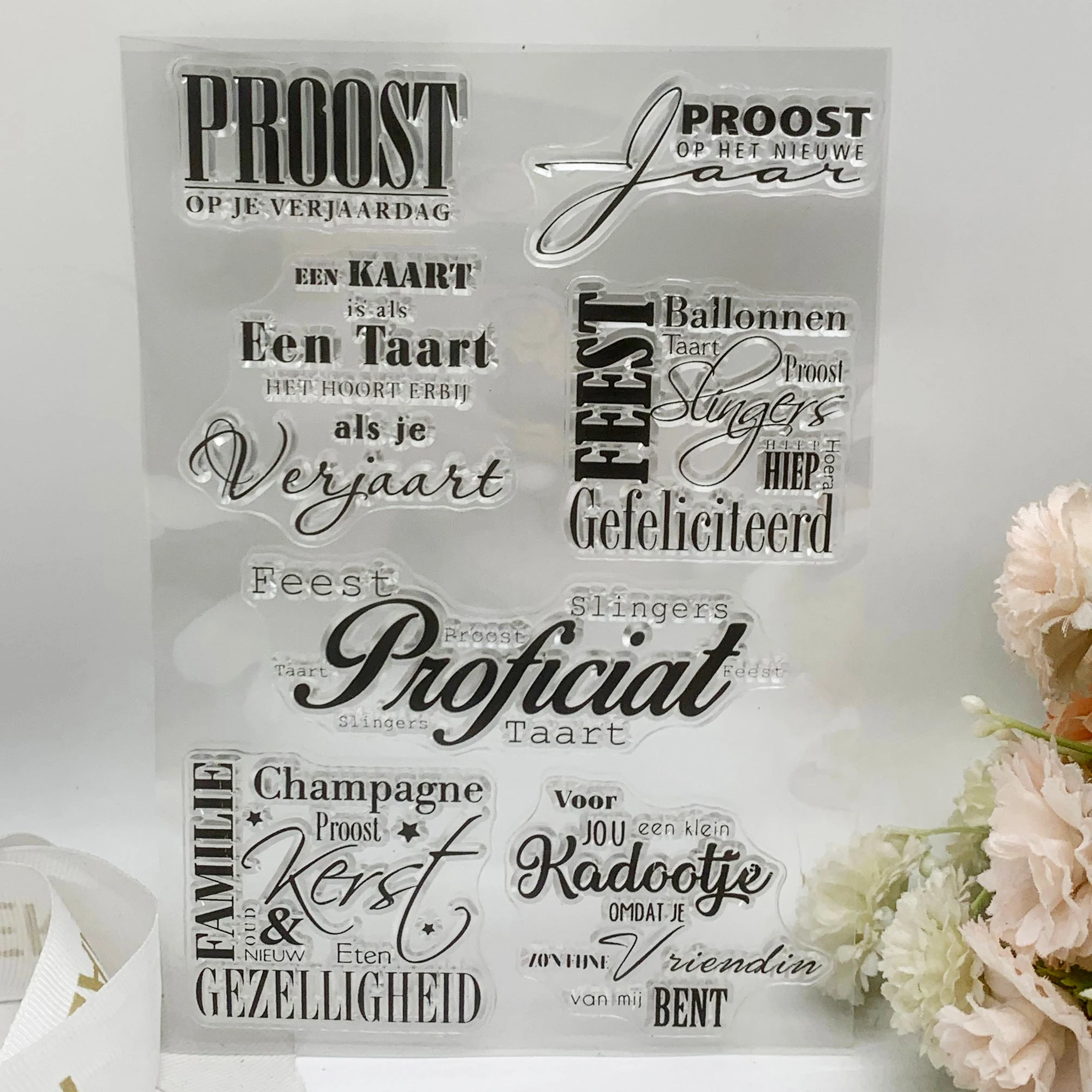 Dutch Word Text Transparent Clear Pattern Stamps For DIY Scrapbooking/Card Making/Kids Chri stma Fun Decoration Supplies