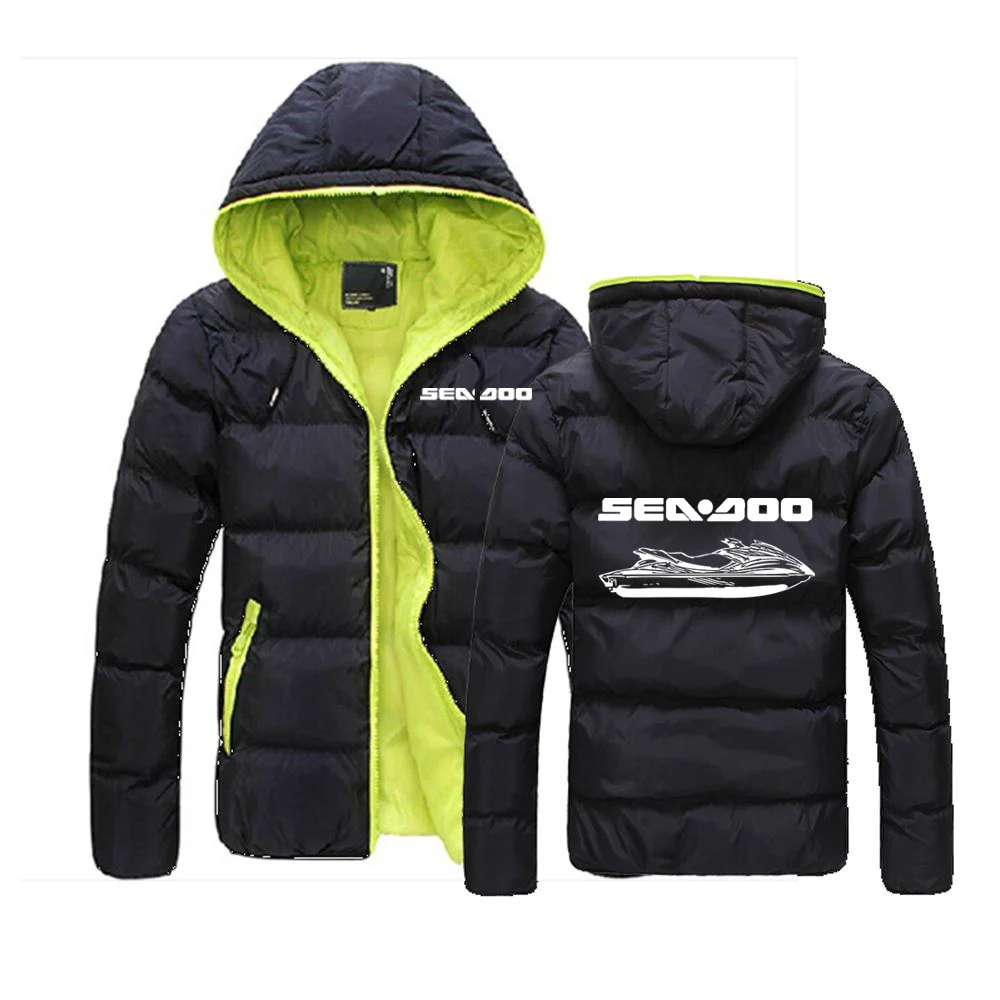 

Sea Doo Seadoo Moto Men's New Printing Winter Warm Cotton Casual Harajuku Hooded Comfortable Fashion Hoodies Zipper Jackets Coat