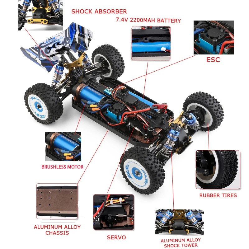 WLtoys 124017V2 Brushless RC Car, Max 75KM/H, 1:12 Off-Road Racing
