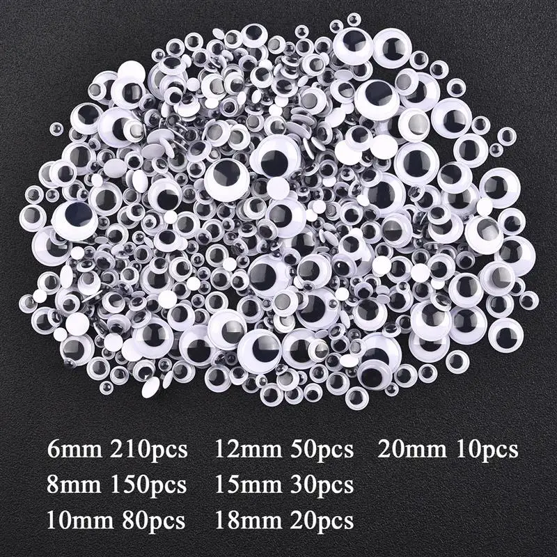 Googly Doll Eyes DIY Self-Adhesive Wiggly Googly Doll Eye Black White Movable Simulation Animal Eyeball Kindergarten Children Craft Supplies