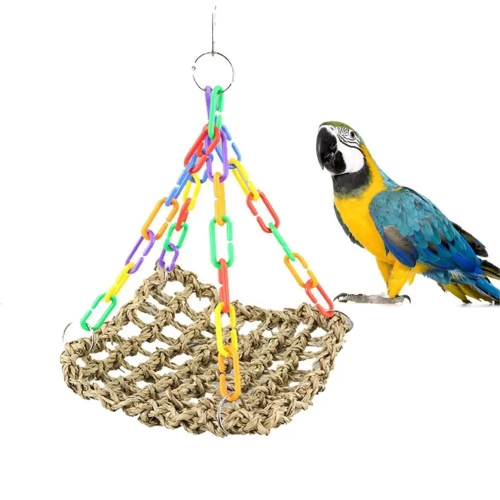 

Аксессуары для птичьей клетки, качели для попугаев, портативная плетеная трава, сетка, гамак для попугаев, устойчивая веревка для скалолазания, птицы, подвесная кровать