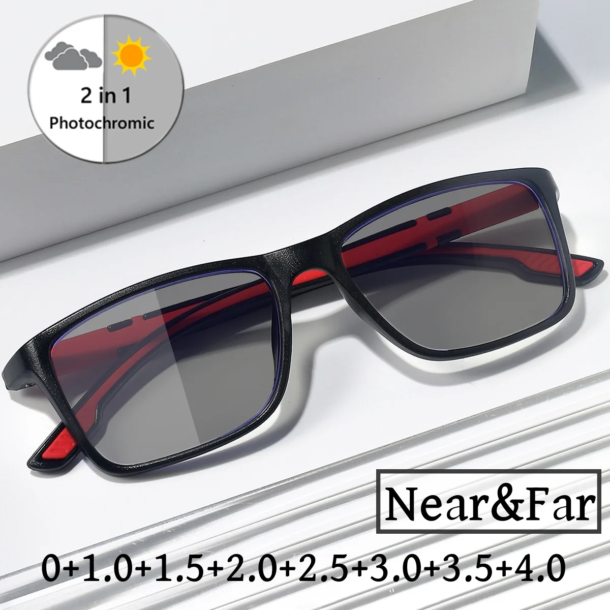 Ultralight Photochromic Bifocal Reading Glasses for Women Men Vintage TR90 Sports Near&far Sight Eyeglasses Diopter +1.0+1.5+4.0 2