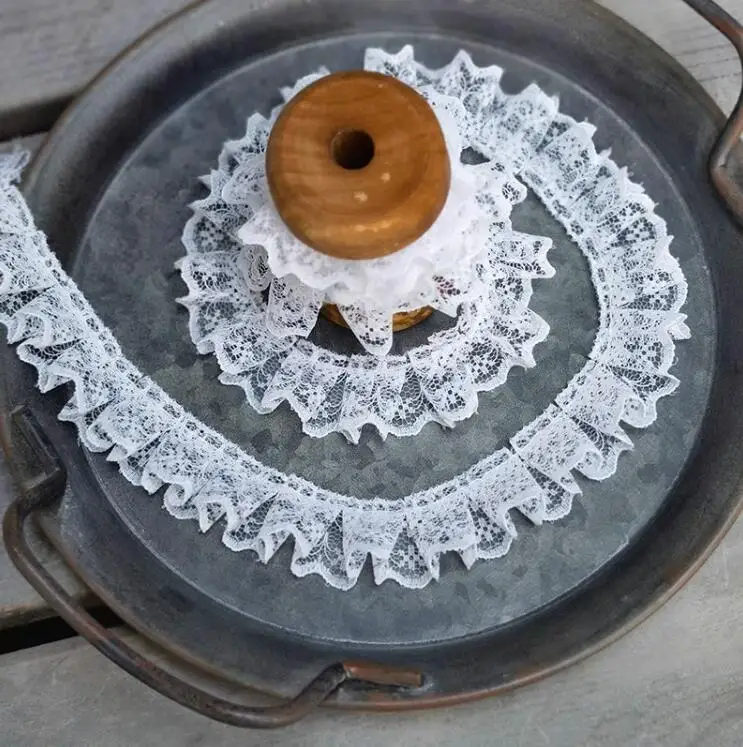 3 Meters Ivory Ruffle Lace Trim Ribbon Tape Embroidered Lace DIY For Sewing Dress Decor Textile Trimmings