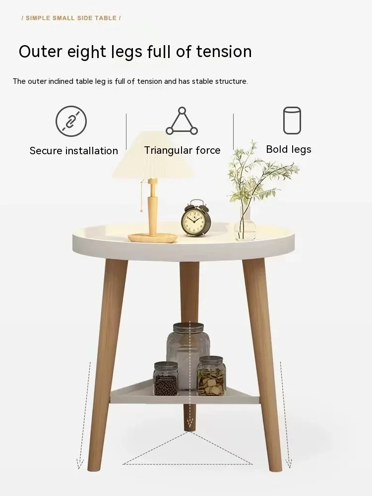 Round End Table Mental Side Table Nightstand/Small Wood Tables Accent Coffee for Living Room Bedroom Office Small Space