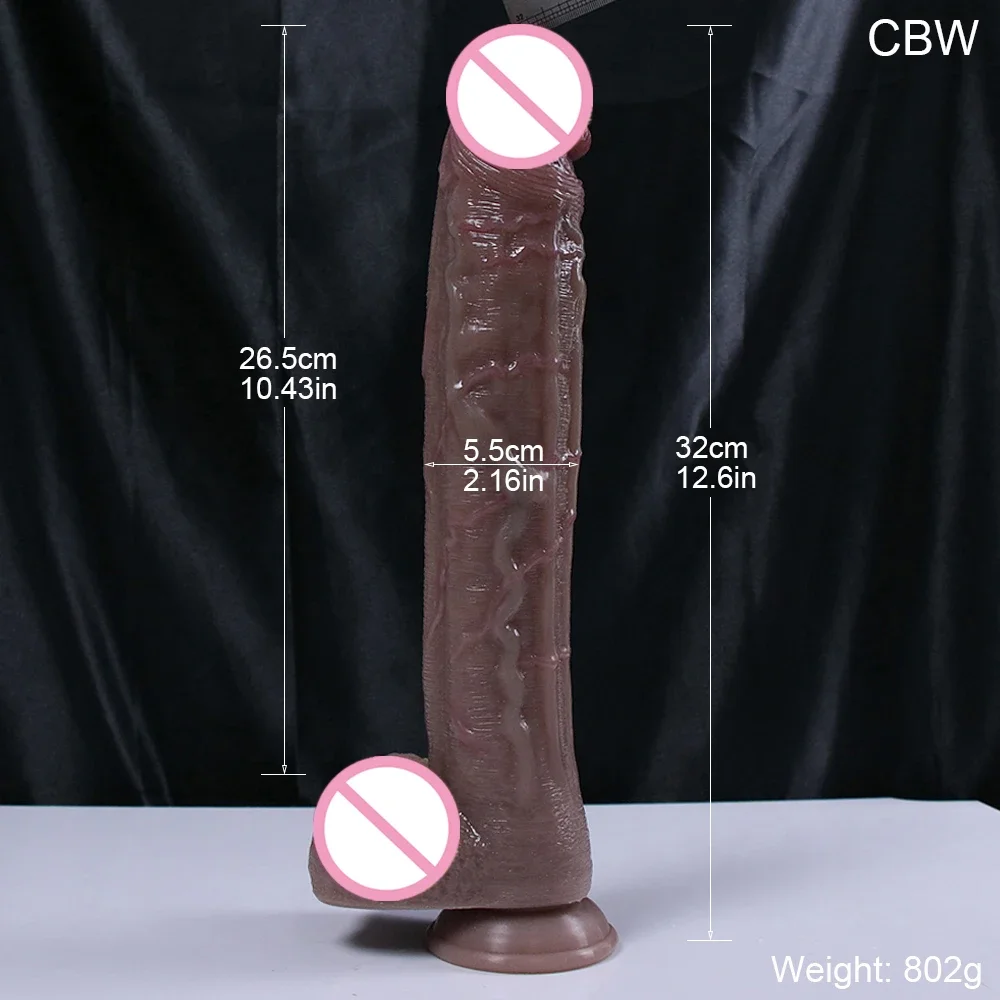 32cm Realistic Dildo Soft Penis Clear Texture Adults Strapon Sexmachine Anal Sex Toys for Woman sex toys