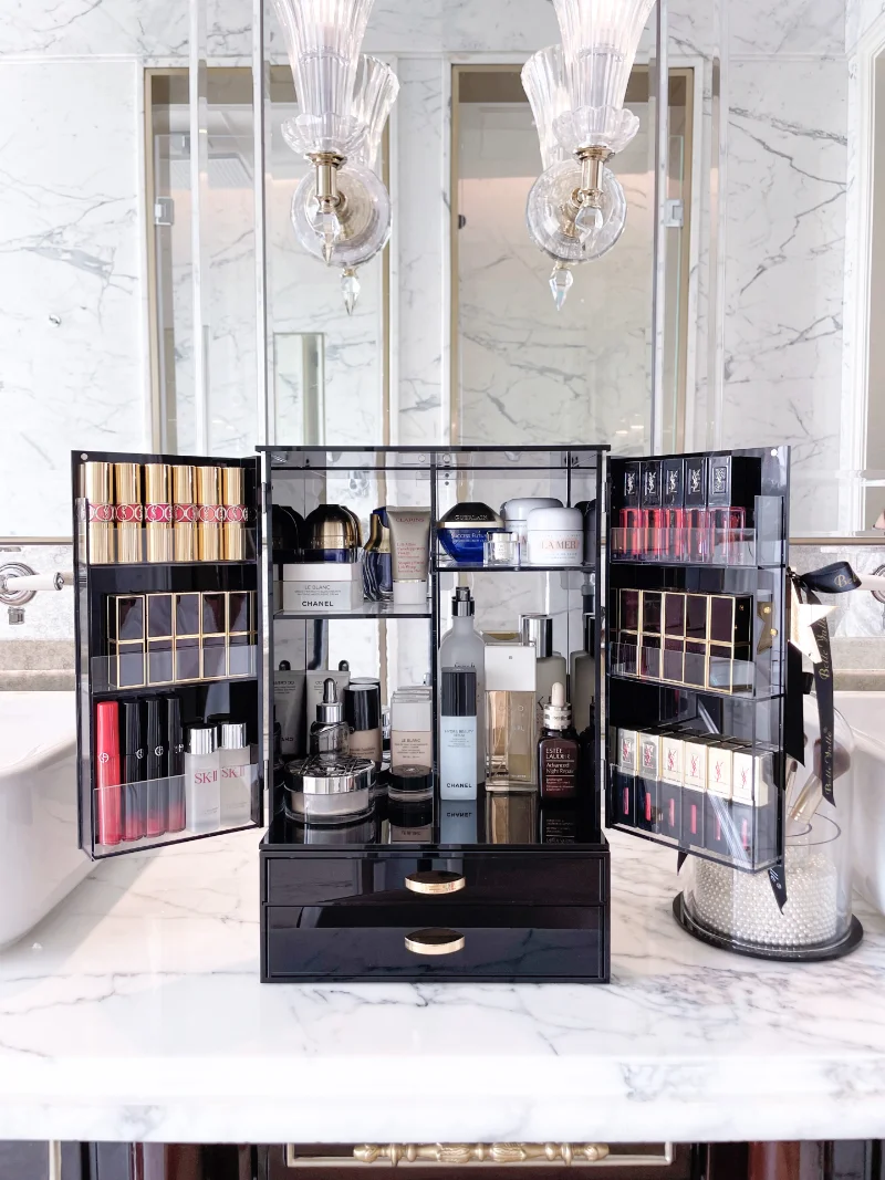 

Шкаф для хранения губной помады, высококлассный акриловый двойной шкаф для хранения противопыльной помады, глазури для губ