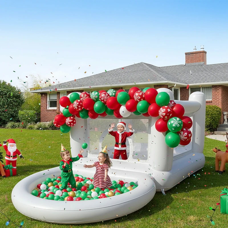 White Bounce House with Pump Kids Ball Pit Bounce House for Kids 3-6 Birthday Indoor or Outdoor Playhouse Customization 1
