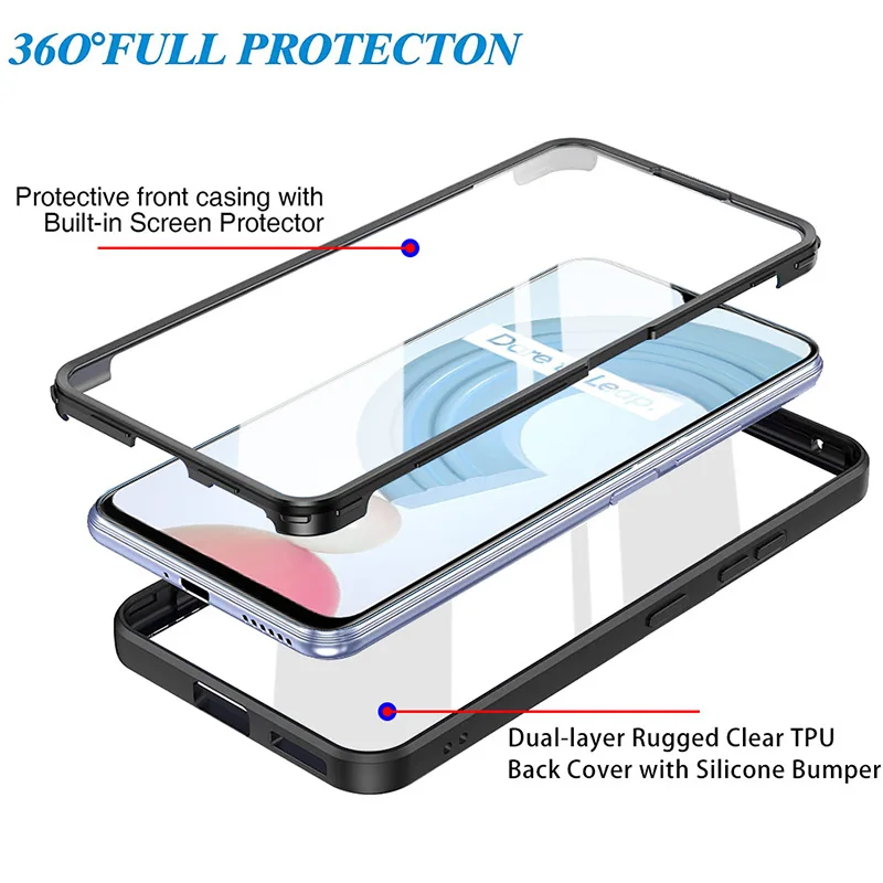360 Full Body Shockproof Phone Case with Built-In Screen Protector