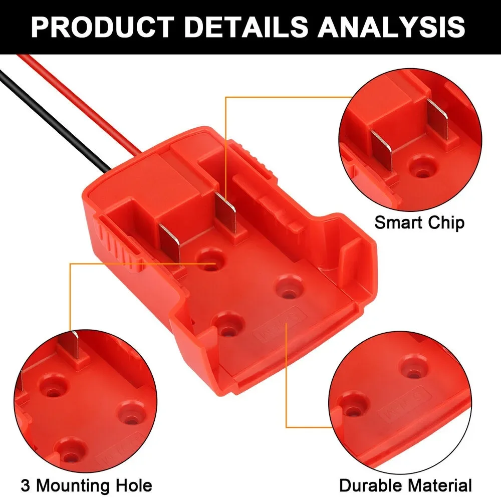 Battery Adapter  For Milwaukee 14.4V 18V Battery Power Wheels Dock Holder 14AWG Converter DIY  Power Wheel Truck Robotics Toys dc 18v to 12v 15a 180w step down voltage regulator converter for bosch dock power home diy adapter automatic buck boost