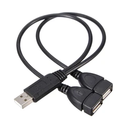 Dual USB Female to USB 2.0 A Male Y Splitter Power Adapter Cable