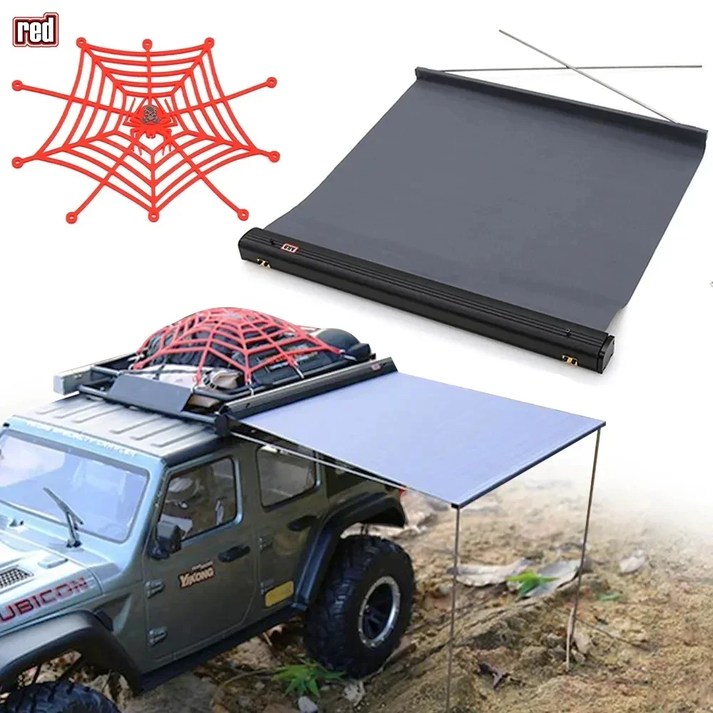 Toy Car Side Awning Rooftop Tent Luggage Roof Rack Net For 1/10 1/8 RC Crawler Car Traxxas TRX4 SCX10 TAMIYA ARRMA D90