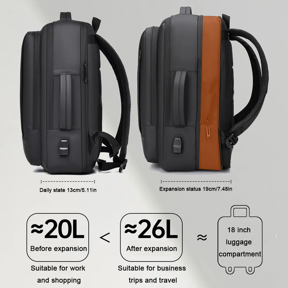 New High-capacity Expandable Travel Backpack For Both Men And Women, Simple Commuting Backpack, Computer Bag, Business Backpack - 4