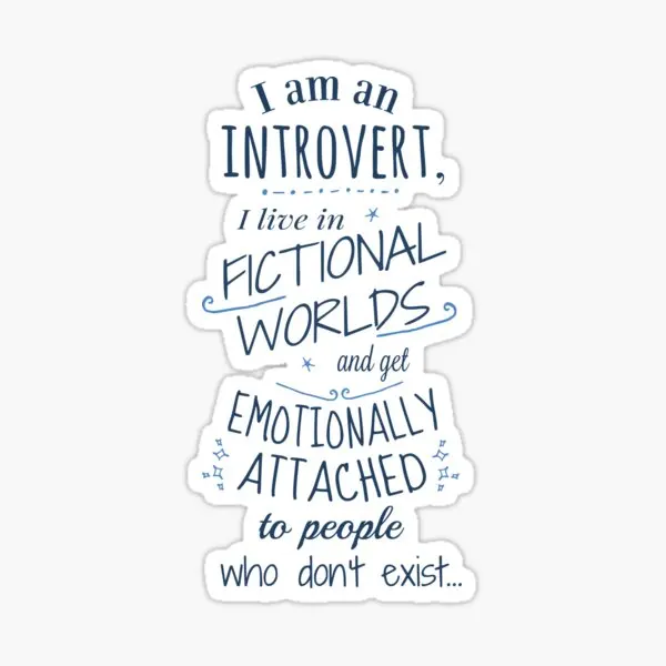 

Introvert Fictional Worlds Fictional C 5PCS Stickers for Water Bottles Room Wall Car Living Room Background Funny Decorations