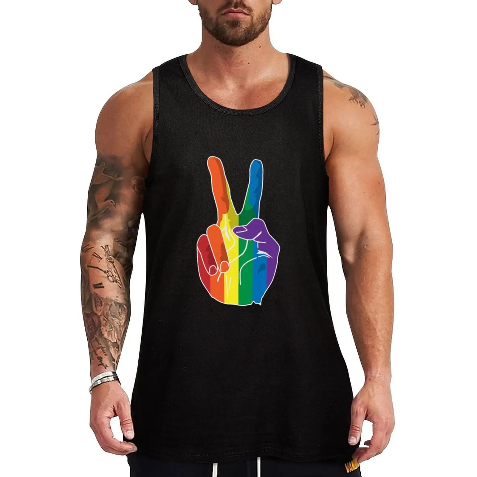 

Sign of Peace (Rainbow Hand) Tank Top bodybuilding best selling products sexy clothes men bodybuilding men