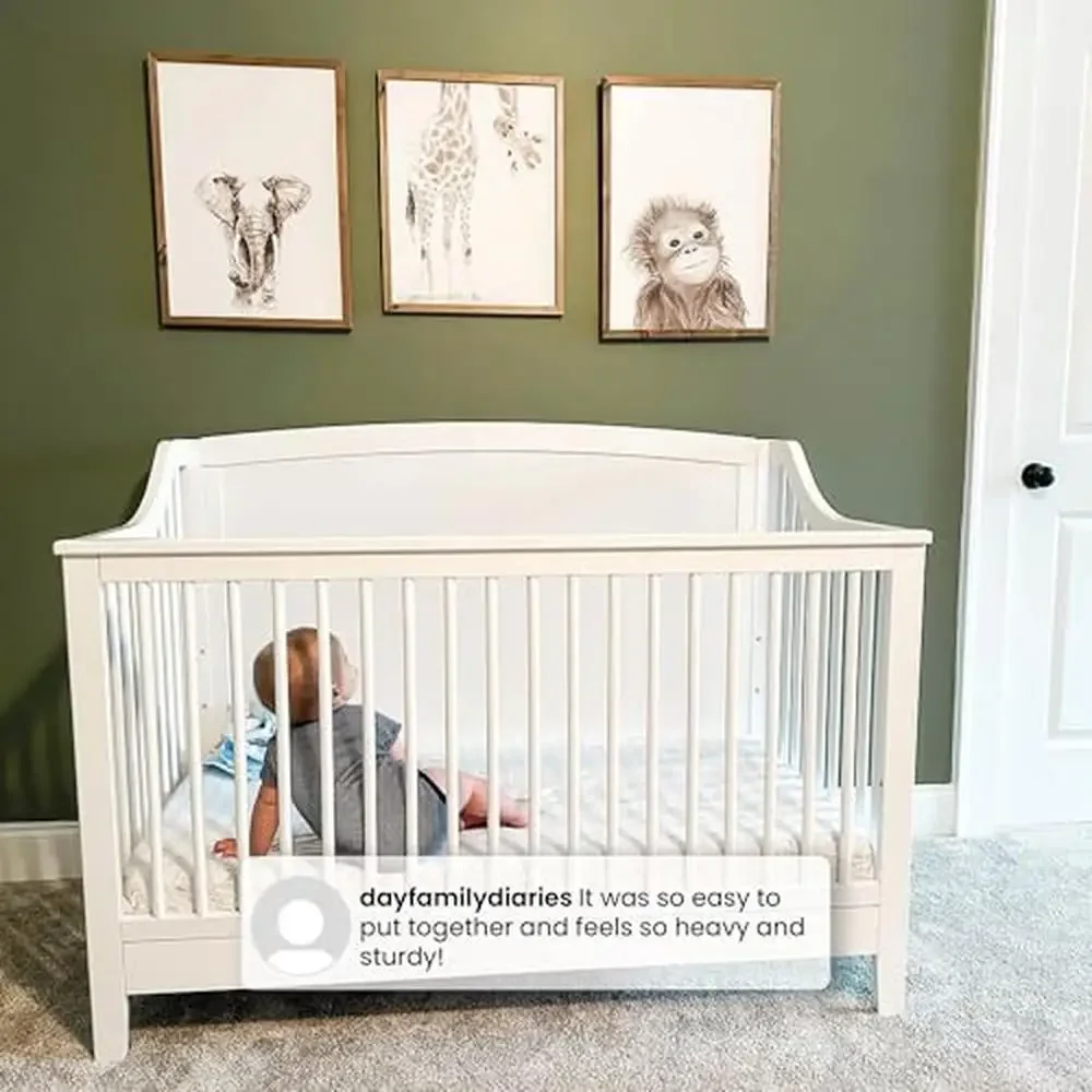 Convertible Crib Greenguard Gold Certified Non-Toxic Safe Sustainable Wood Adjustable Height -Compatible Nursery Furniture 6