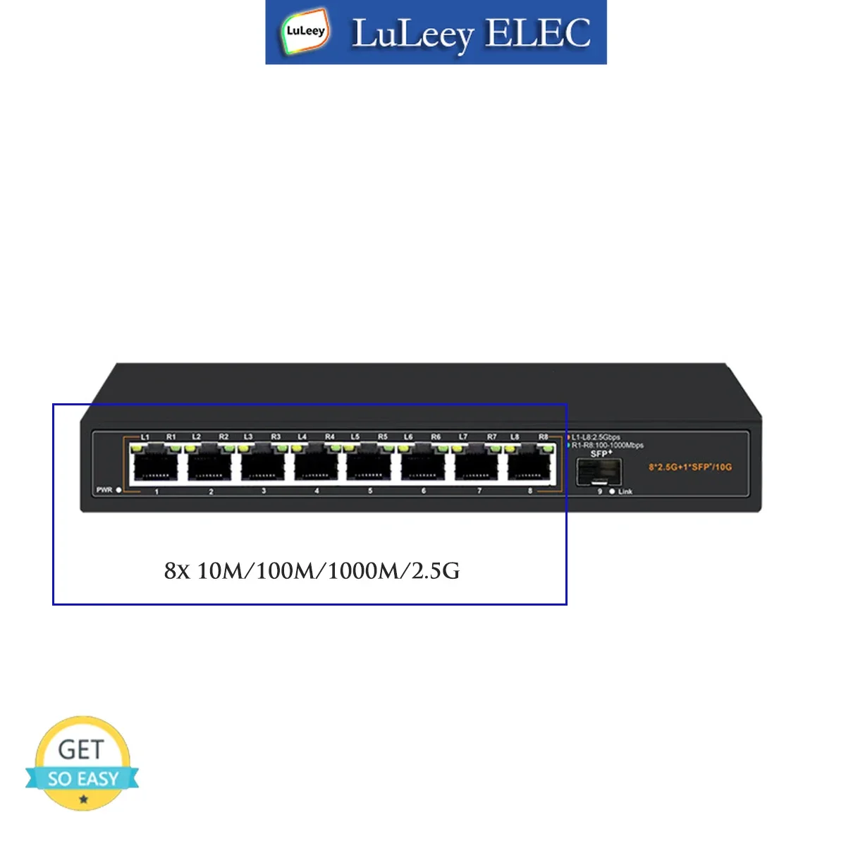 2.5G Ethernet Switch 4/8 Port 10M/100M/1000M/2.5G RJ45 10G SFP+ POE 30W Auto MDI/MDIX Plug and Play non management AC 100-240V