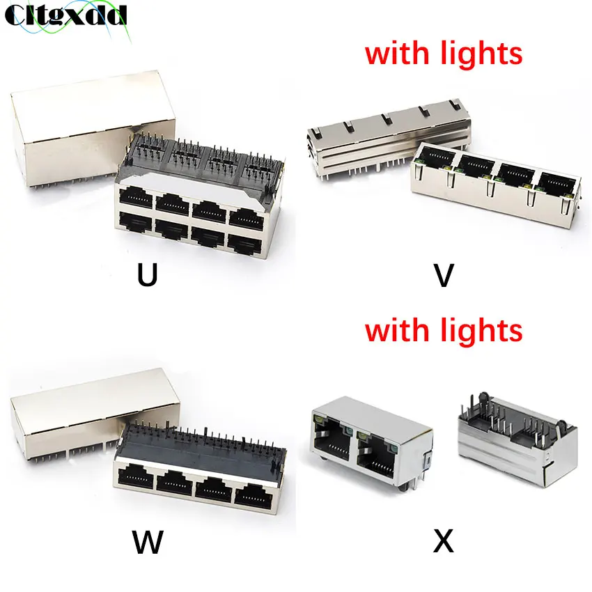 

10PCS RJ45 8P8C 10P8C Network Ethernet Female Socket 2P 4P 8P 8Pin With Light SMD/SMT/horizontal/Vertical Jack Connector