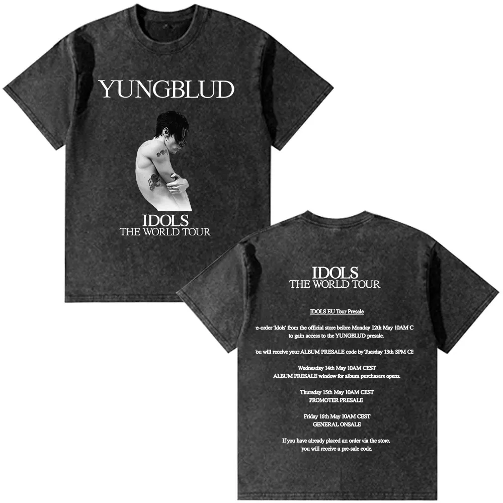Washed Vintage Yungblud Logo Print T-Shirt Men Women Fashion