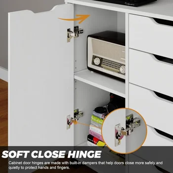 5-Drawer Chest With 1 Door Dresser for Bed Room Furniture Office Organization and Storage Chest of Drawers in the Bedroom Vanity 4