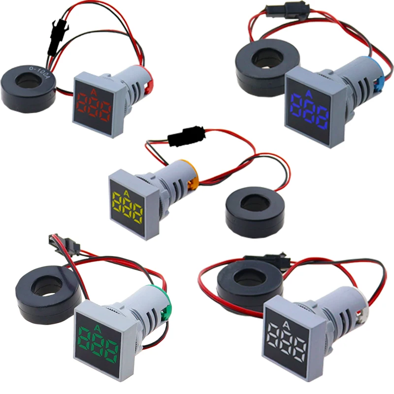 

1pcs 22MM 0-100A Digital Ammeter Current Meter Meters Indicator Led Lamp Square Signal Light