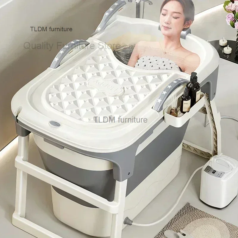 

Modern Plastic Bathtub for Bathroom Simple Thickened Portable Folding Bathtub Sitting Bath Steaming Household Portable Bathtubs