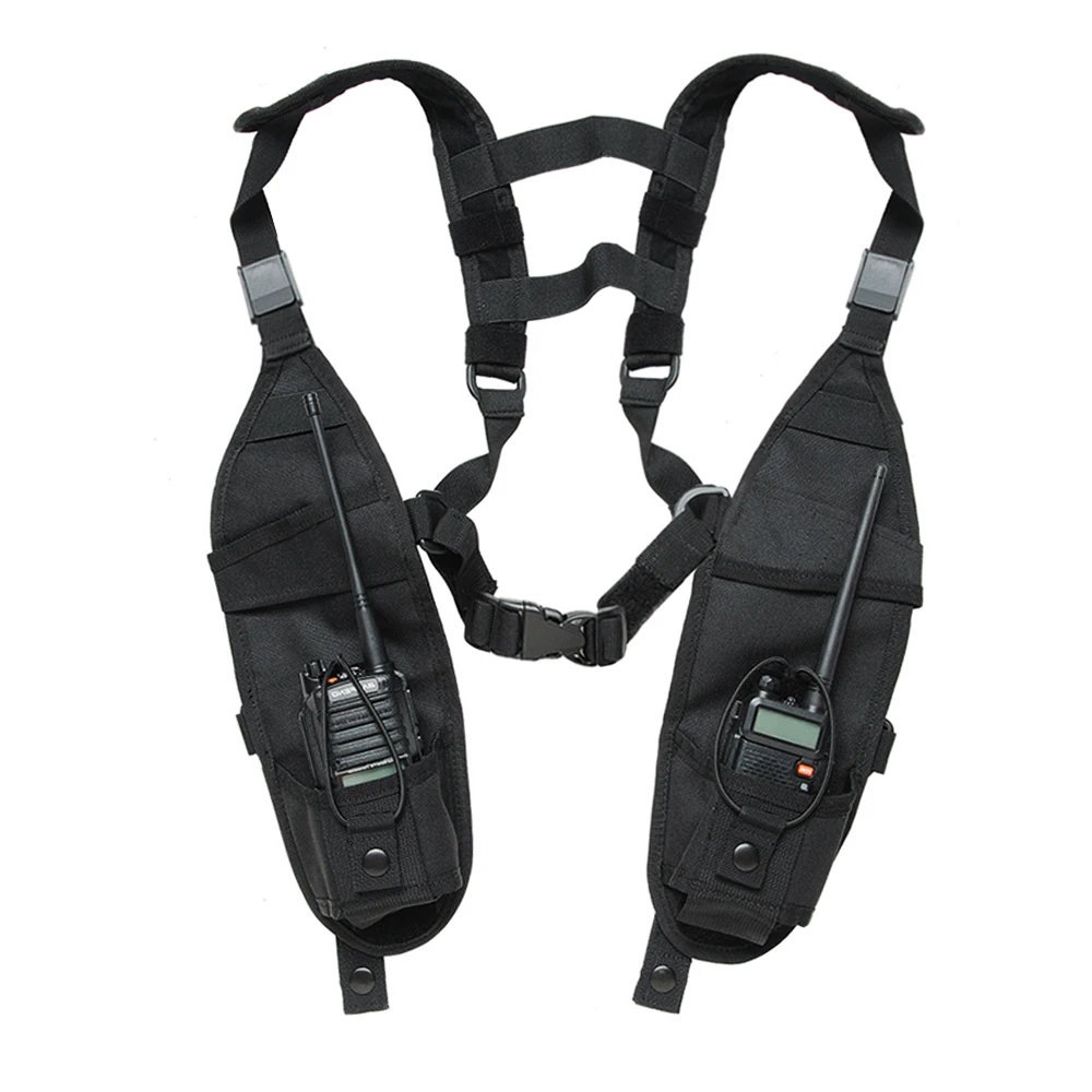 Trdio Universal Hands Free Radio Vest Chest Rig Harness Bag Holster Front Pack Pouch for Two Way Radio Walkie Talkie Rescue Essentials 