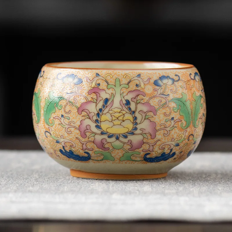 Chinese Kungfu Tea Cups Pottery Vintage Jingdezhen Cup Ceramic Teaware Teacups Ceramica Color Enamel Master Teacup