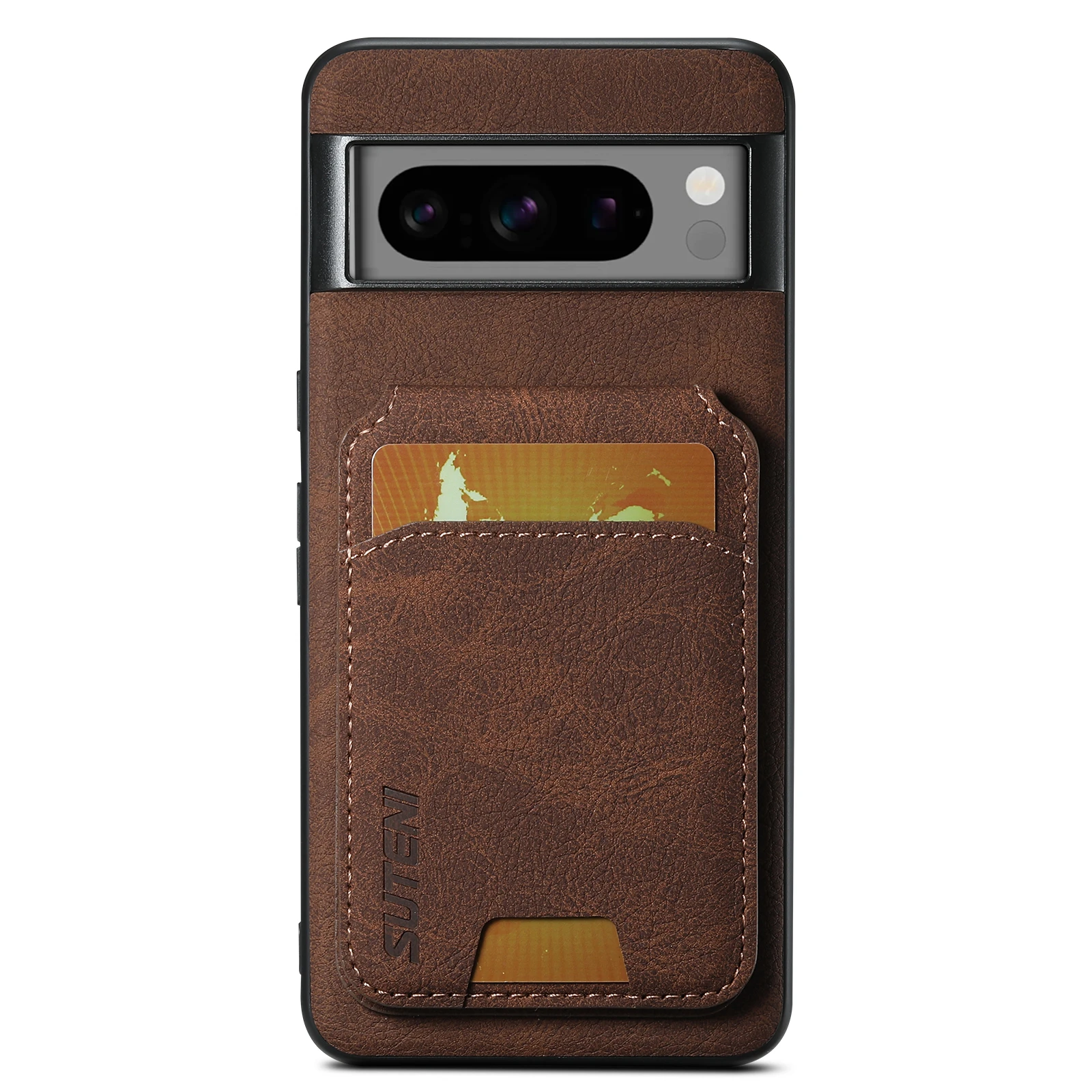 SUTENI Luxury Faux Leather Stand Card Holder Phone Case with Frosted Finish