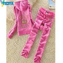 

YICIYA Velvet Sports Leisure Suit Women's Large Size Gold Crown Fashion Korean Two Piece Set Tracksuit Women Velour Pants Suits
