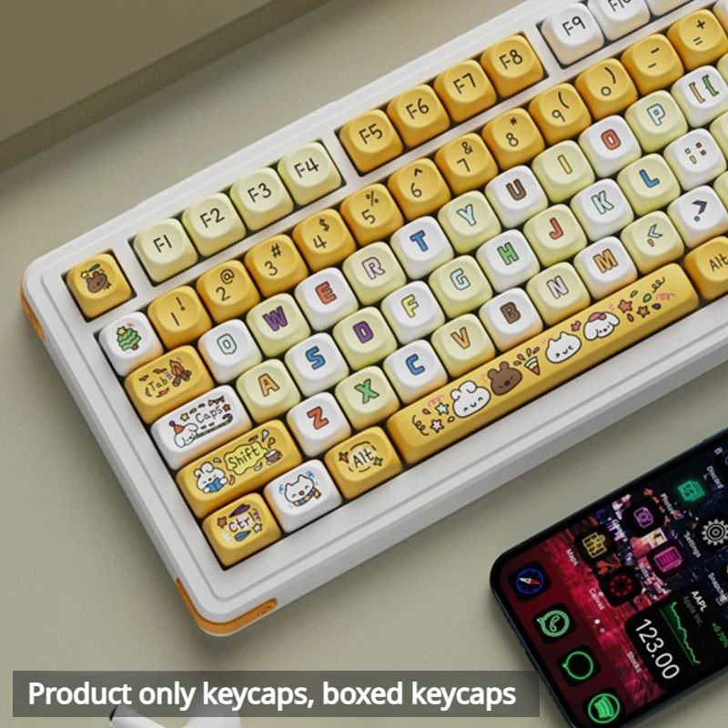 

Happy Weekend Keycaps 127 клавиш MOA Profile PBT Square KeyCap Dye Sublimation механическая клавиатура Keyboard KeyCap Keyboard Accessorie